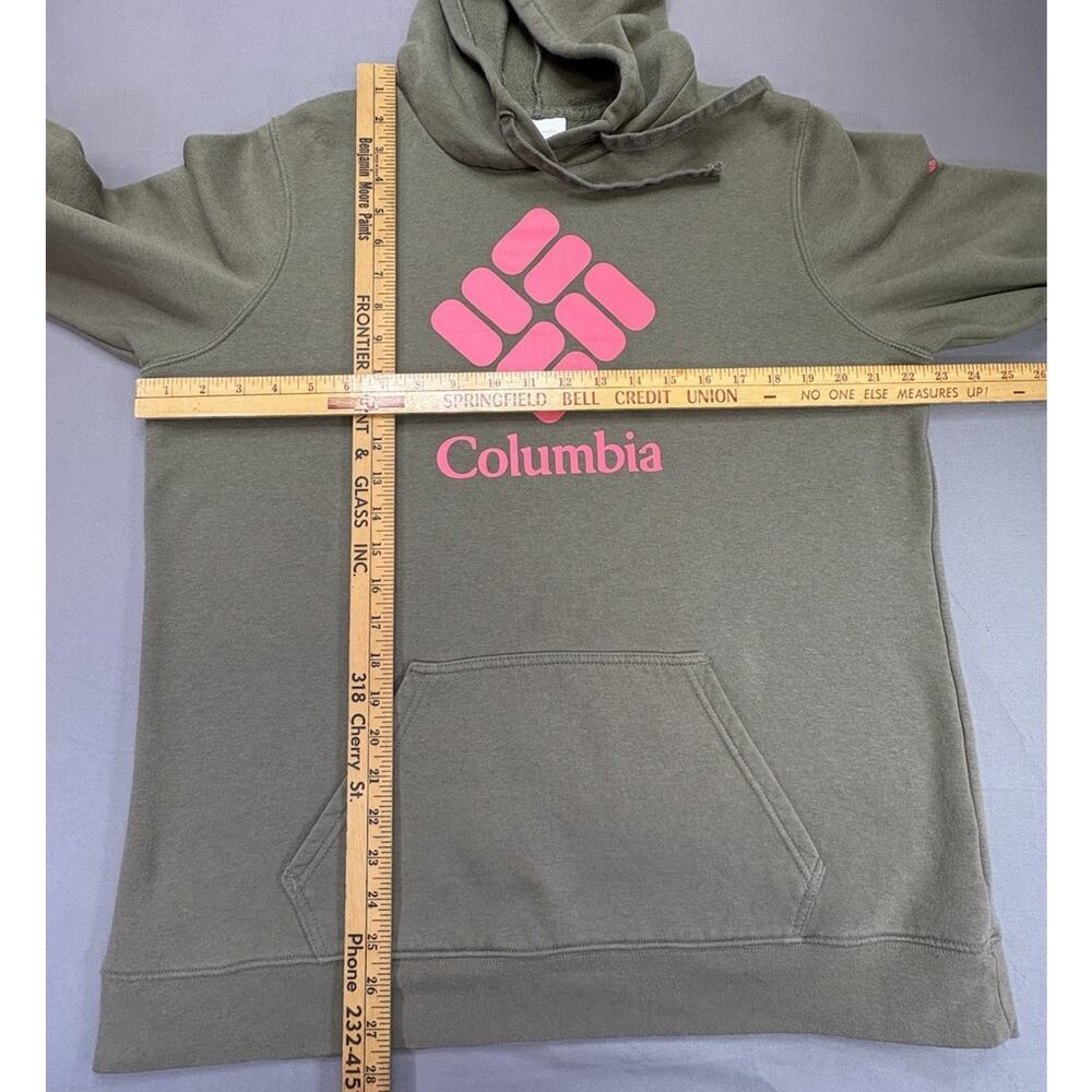 Columbia Womens Trek Graphic Hoodie Olive Green Pink Logo Size 1X Plus Size - Picture 8 of 9